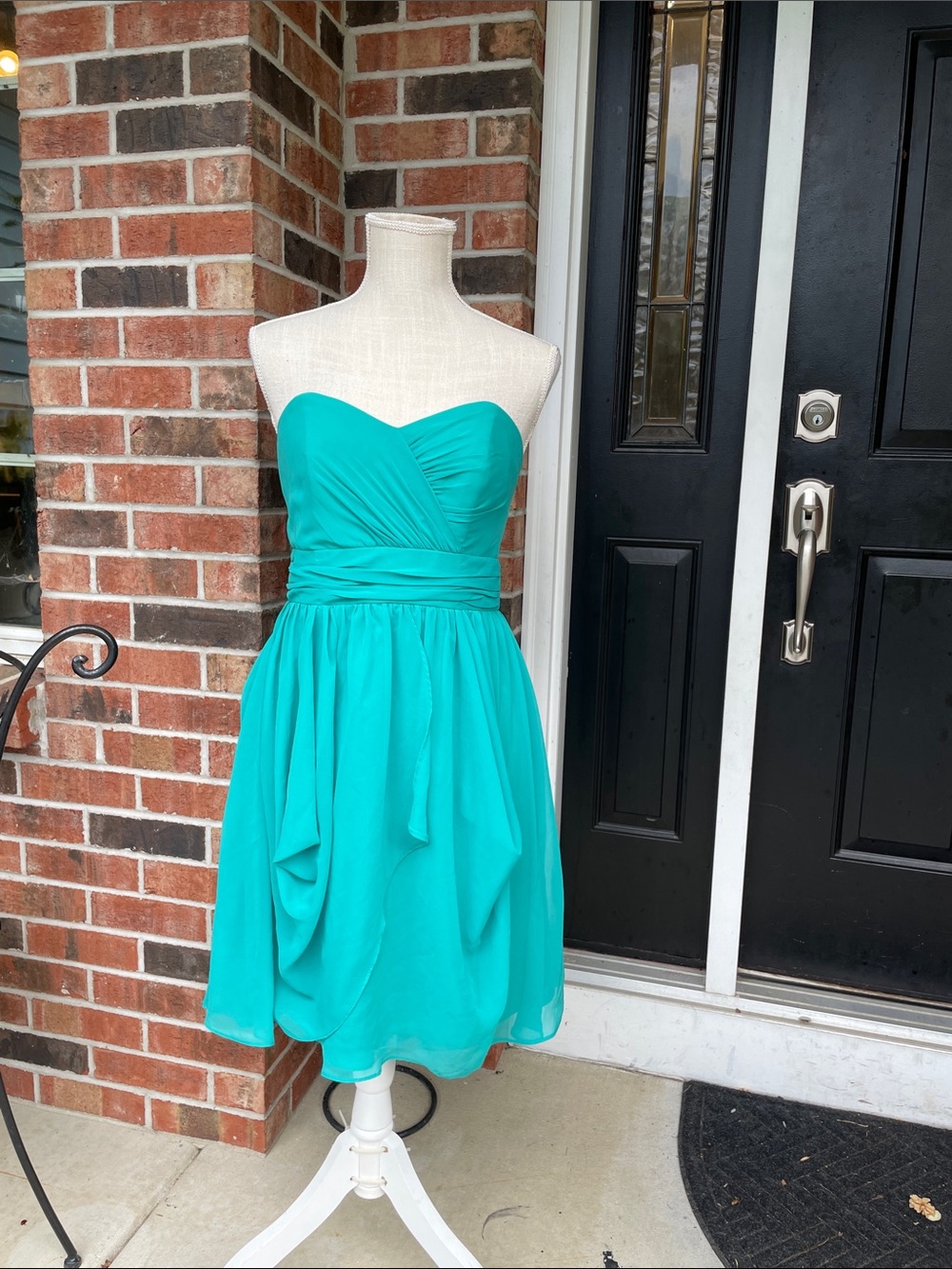 Alfred Angelo Strapless Jade Green Formal Dress Sz 8
